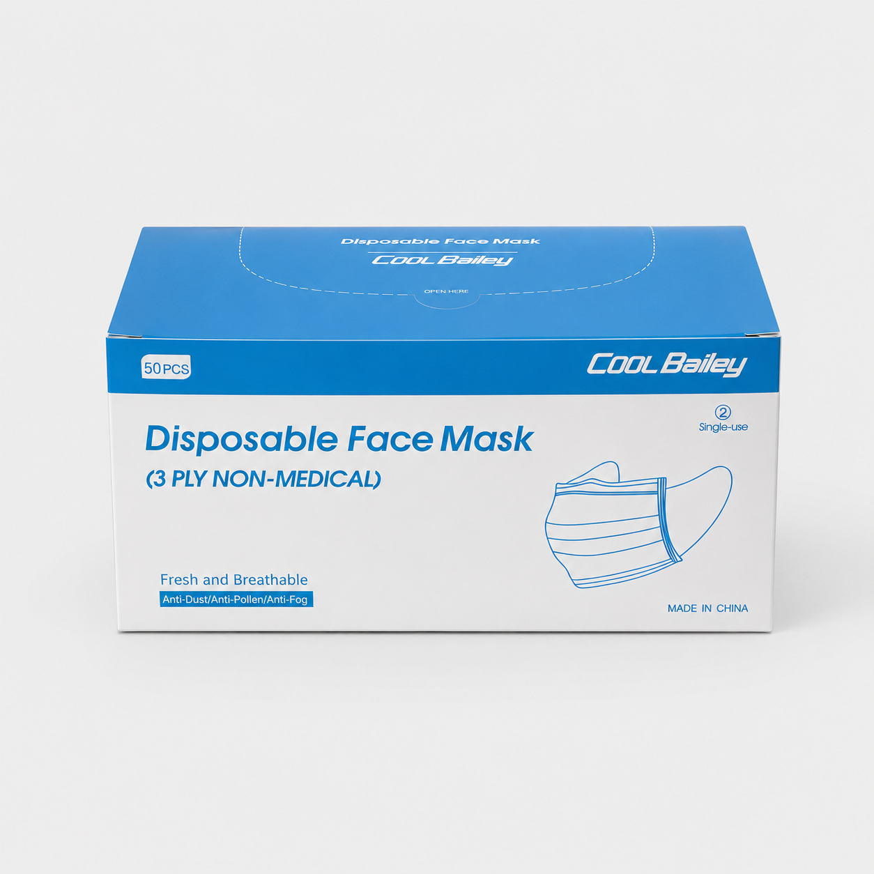 Cool Bailey Disposable Face Mask 3-Ply Non-Medical 50 PCS